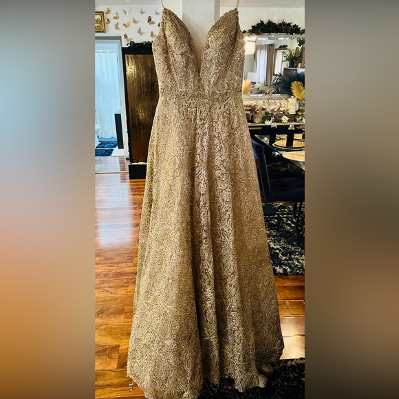 Tarik Ediz Dresses & Skirts - NEW Tarik Ediz style 93688 Gold w/ Rhinestones